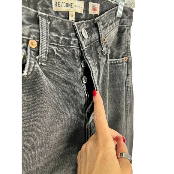 RE/DONE Black Distressed High-Rise Straight Jeans - Size 24 - Picture 8 of 9